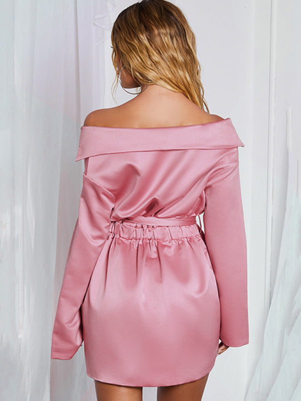 Women's slim band, thin sexy shirt dress