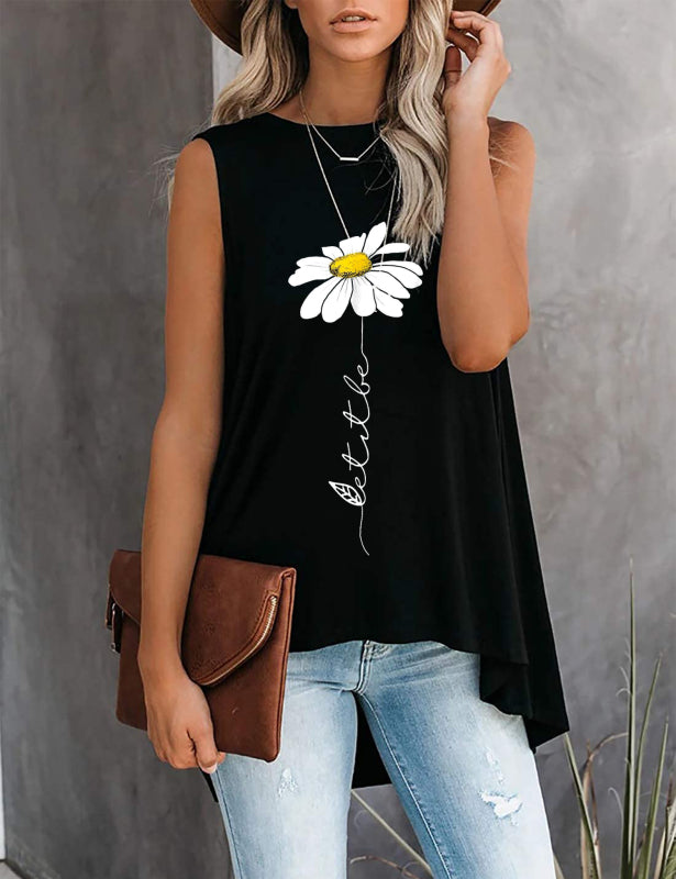 Fashion All-Match Casual Ladies Sleeveless Printed T-Shirt