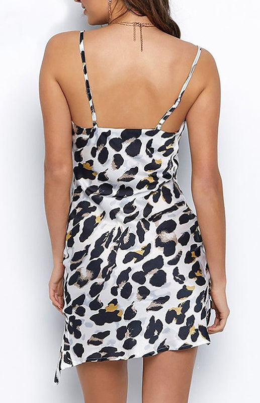 Women's Sling Leopard Slit Sexy Dress