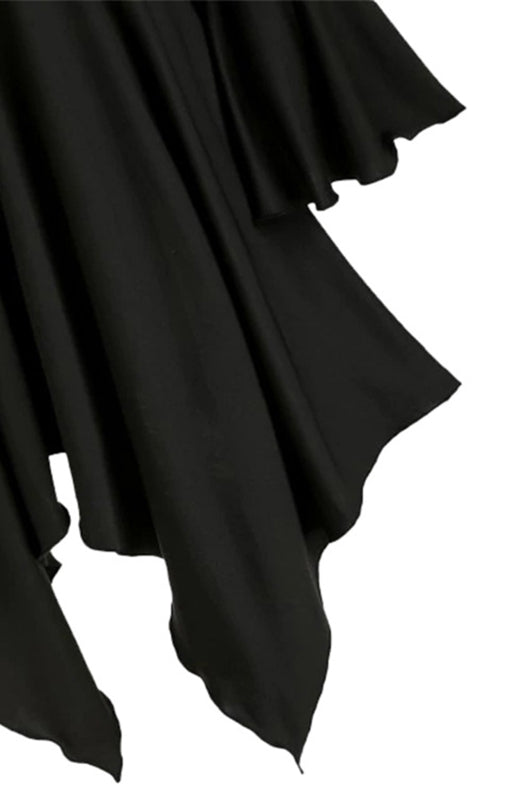 Corns With Hooded Lotus Leaf Sleeves With Irregular Hem Cape Coat