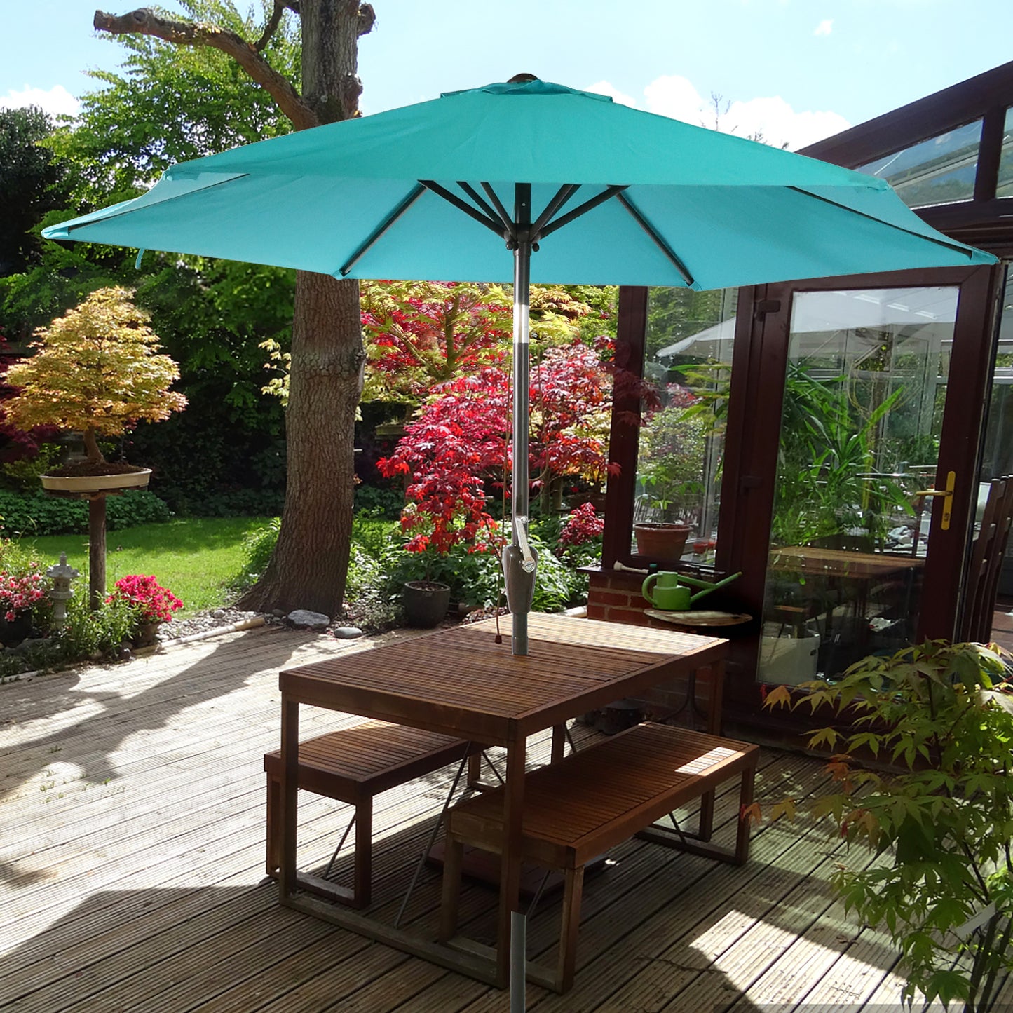 7.5ft Patio Umbrella Outdoor Table Market Umbrella with Push Button Tilt and Crank