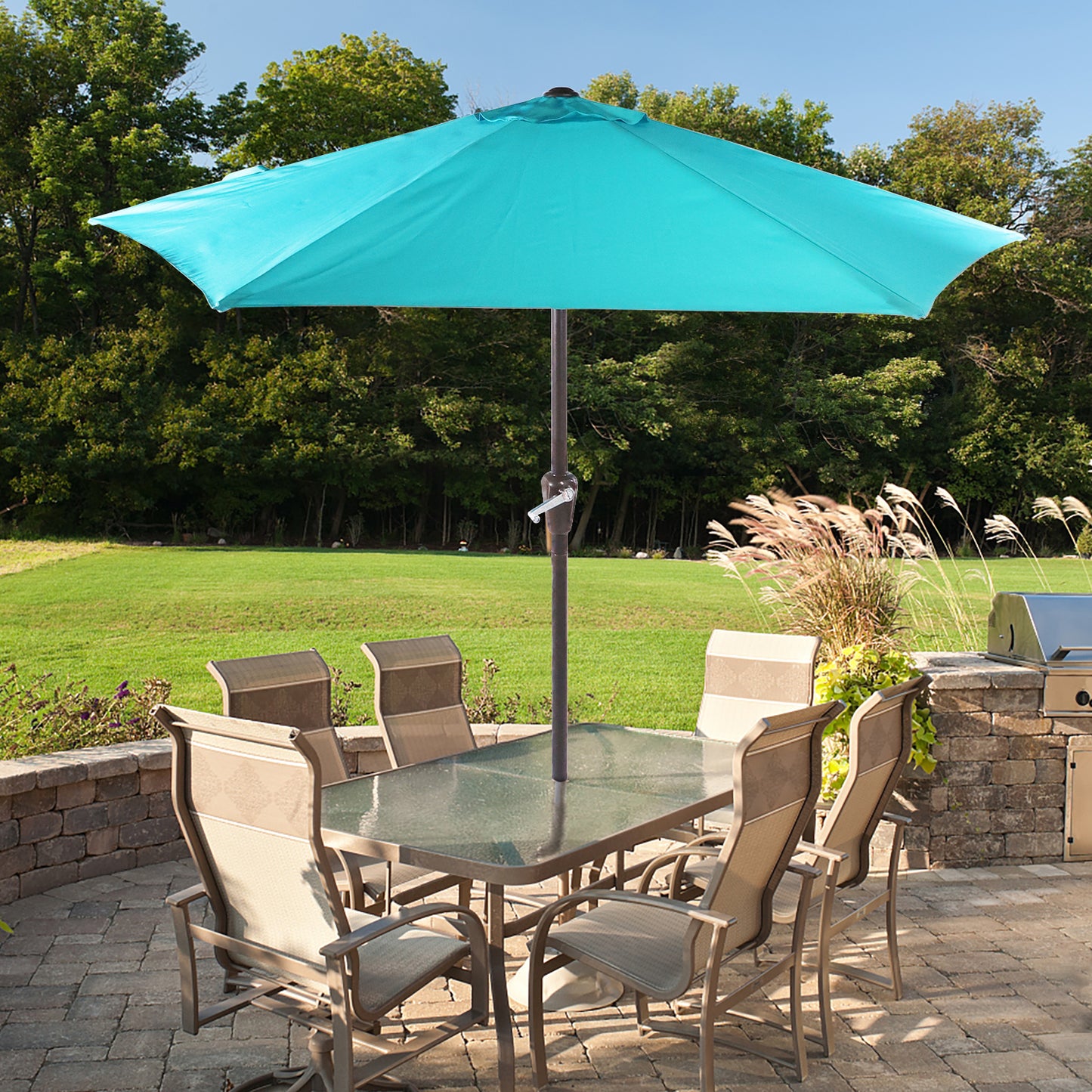 7.5ft Patio Umbrella Outdoor Table Market Umbrella with Push Button Tilt and Crank