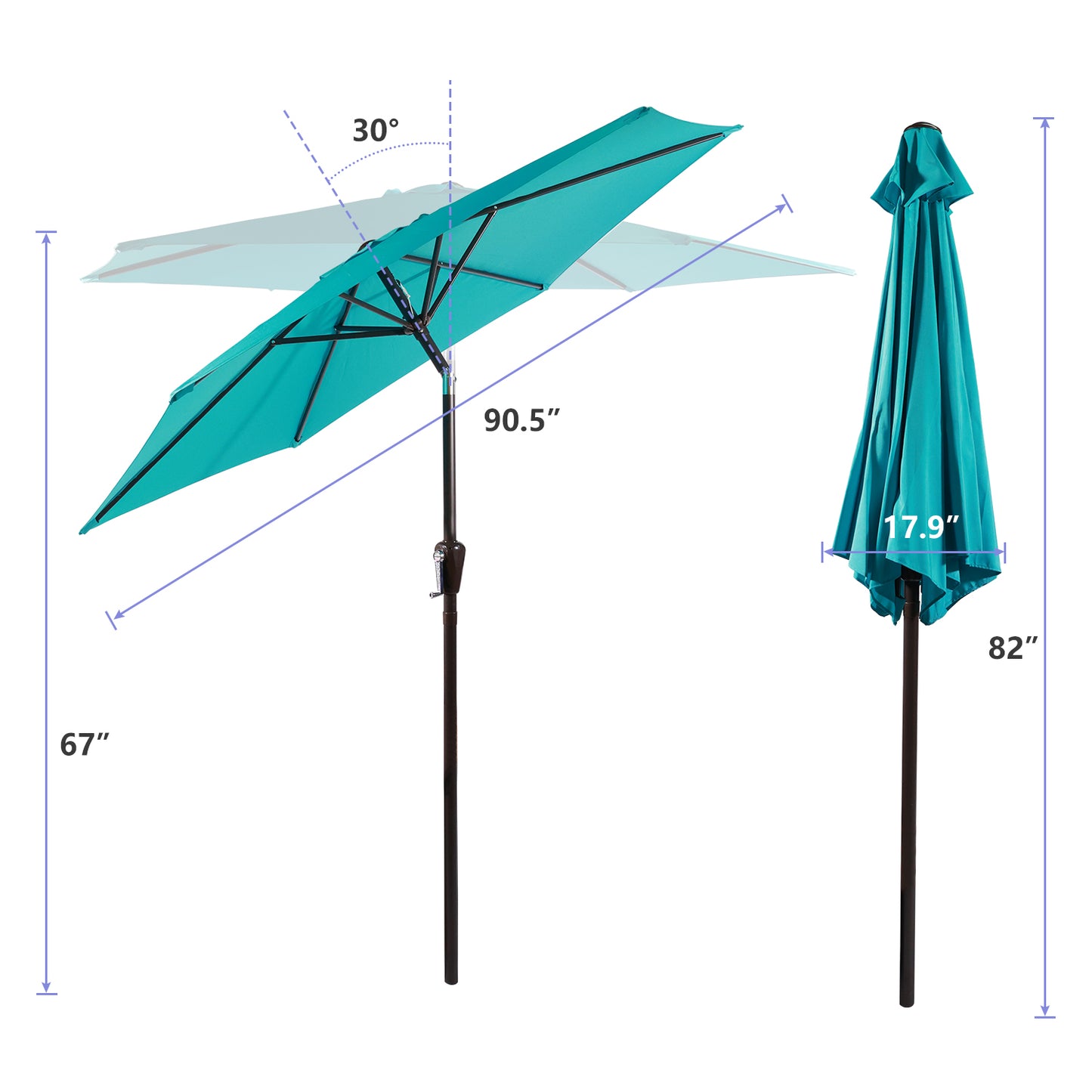 7.5ft Patio Umbrella Outdoor Table Market Umbrella with Push Button Tilt and Crank