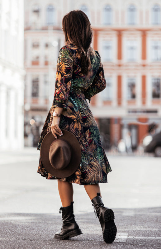 Women'S Fashion Printed Long Sleeve Dress