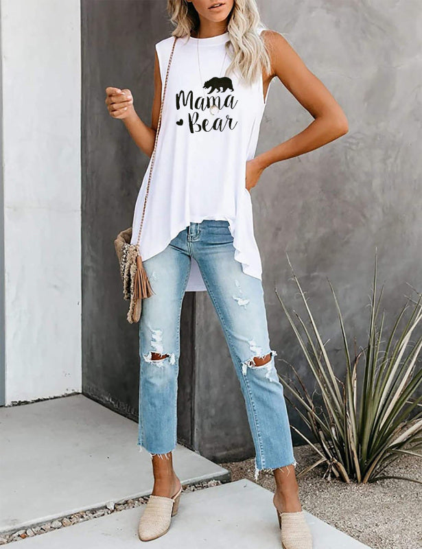 Fashion All-Match Casual Ladies Sleeveless Printed T-Shirt