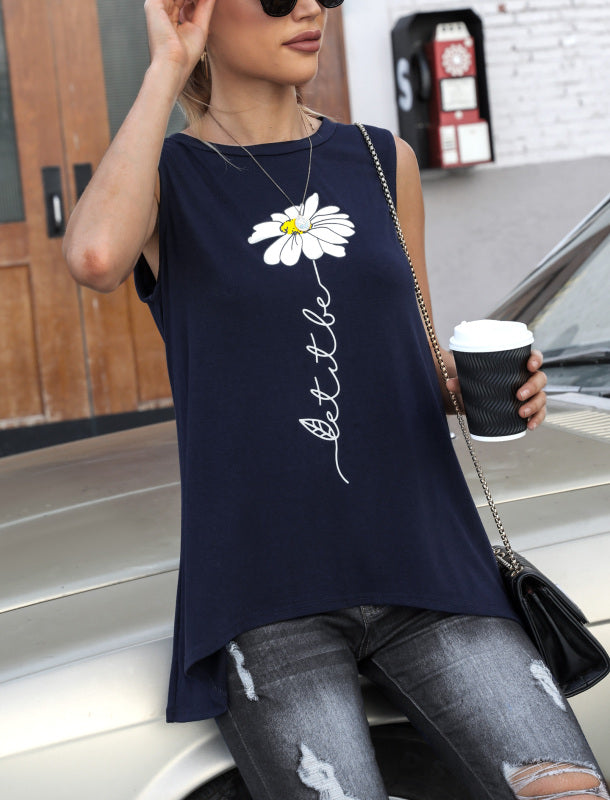 Fashion All-Match Casual Ladies Sleeveless Printed T-Shirt