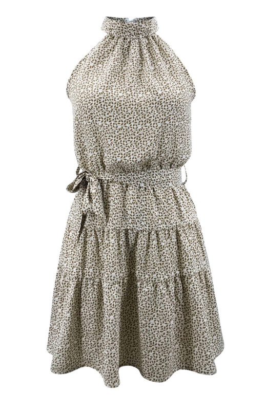 Women's Small High-End Sleeveless Straps Waist Flower Dress