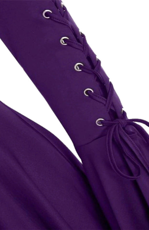 Corns With Hooded Lotus Leaf Sleeves With Irregular Hem Cape Coat