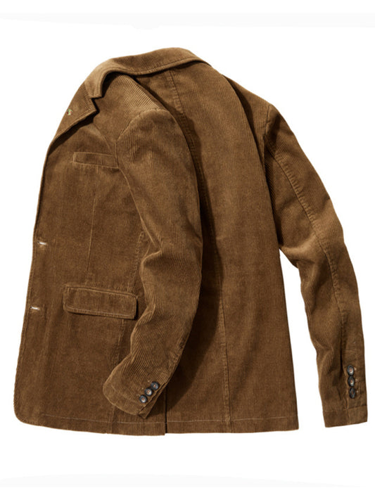Men's Loose Casual Corduroy Suit Collar Suit