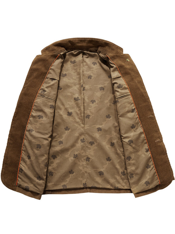 Men's Loose Casual Corduroy Suit Collar Suit