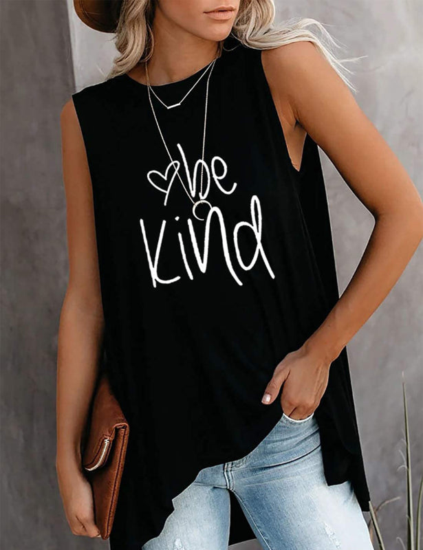 Fashion All-Match Casual Ladies Sleeveless Printed T-Shirt