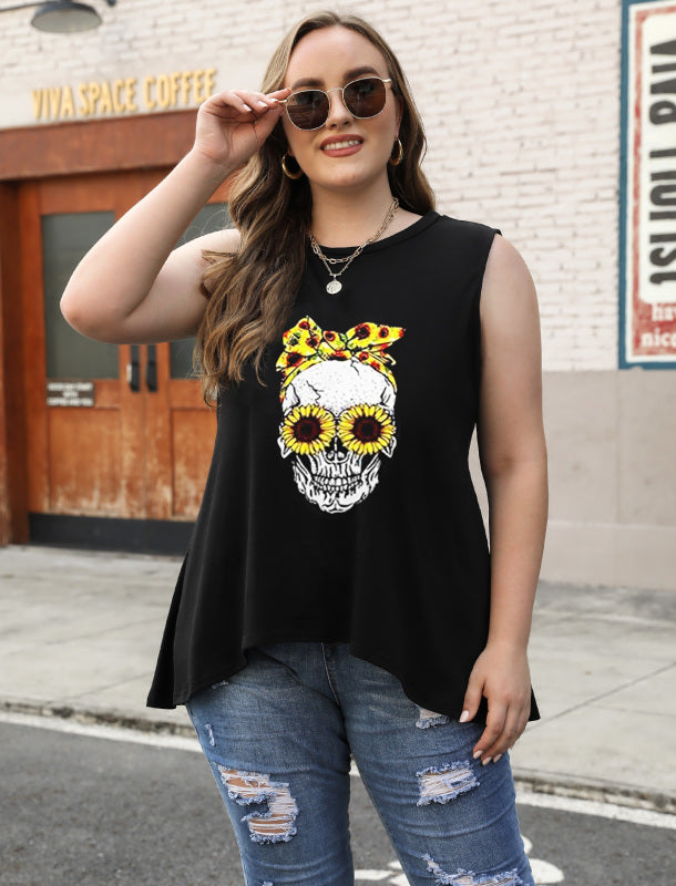 Fashion All-Match Casual Ladies Sleeveless Printed T-Shirt