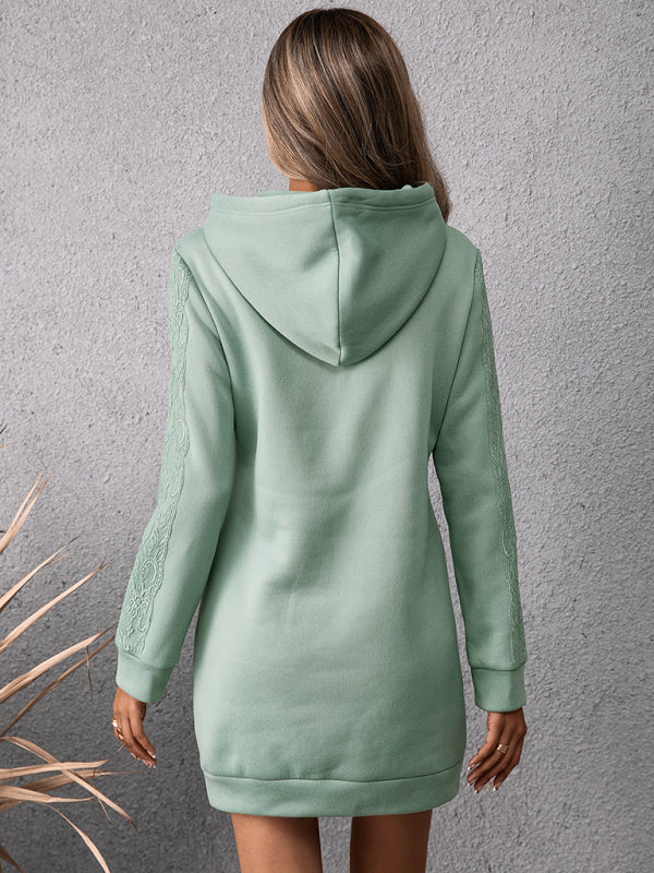 Loose Casual Solid Mid-Length Hoodie