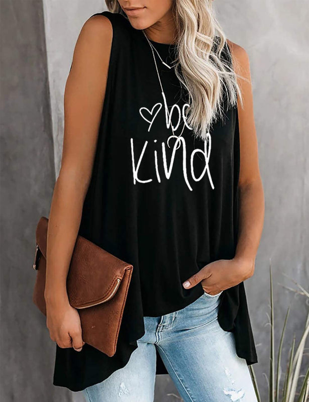 Fashion All-Match Casual Ladies Sleeveless Printed T-Shirt