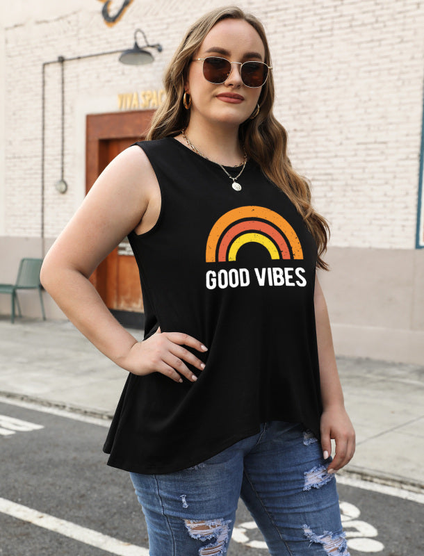 Fashion All-Match Casual Ladies Sleeveless Printed T-Shirt