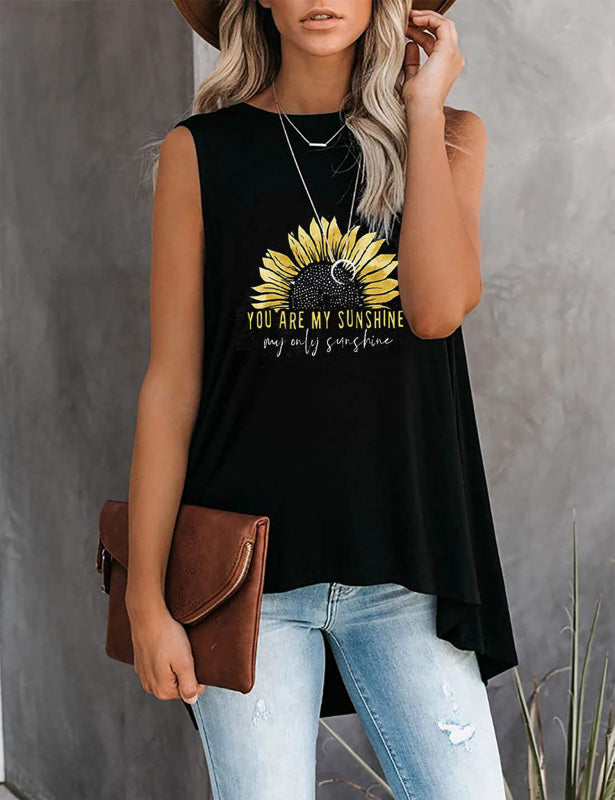 Fashion All-Match Casual Ladies Sleeveless Printed T-Shirt