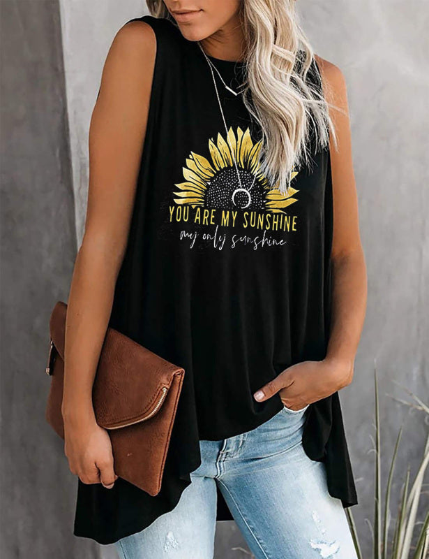Fashion All-Match Casual Ladies Sleeveless Printed T-Shirt