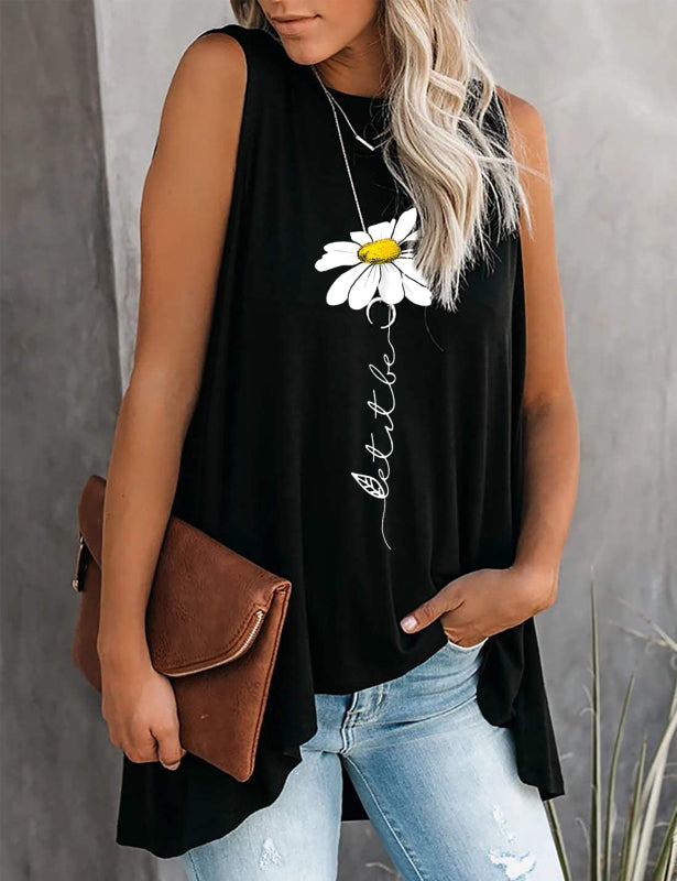 Fashion All-Match Casual Ladies Sleeveless Printed T-Shirt