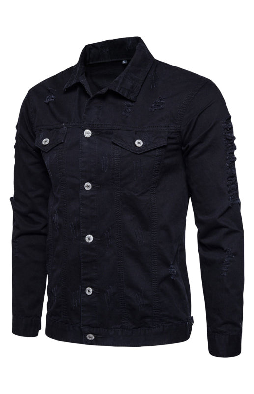 Men's Ripped Jacket Coat Fashion Lapel Jacket