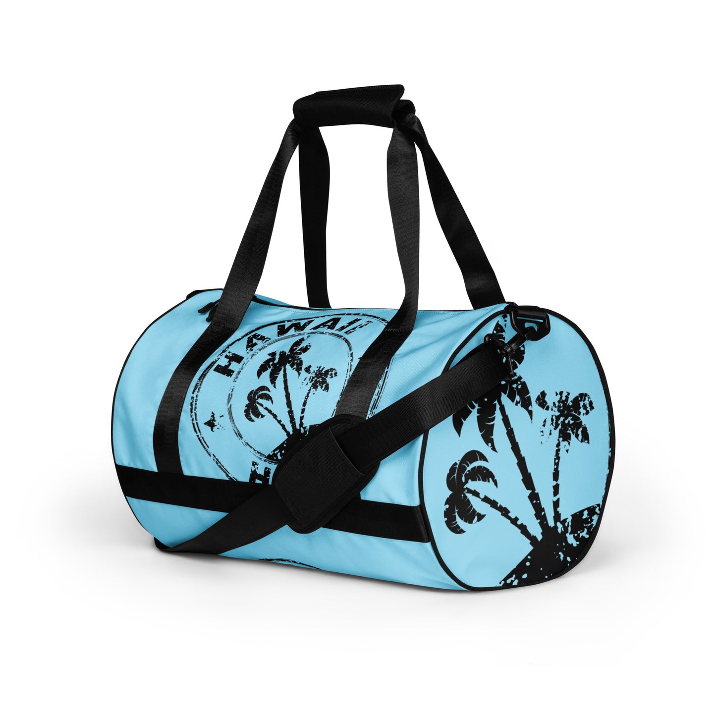 HAWAII BLACK DISTRESSED DESIGN STAMP WITH BLUE BACKGROUND All-over print gym bag