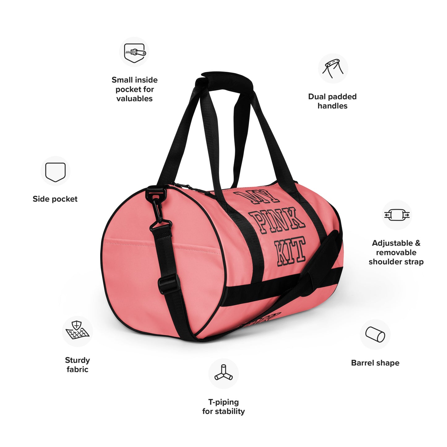 PINK KIT-------- PINK IS POWER-----All-over print gym bag