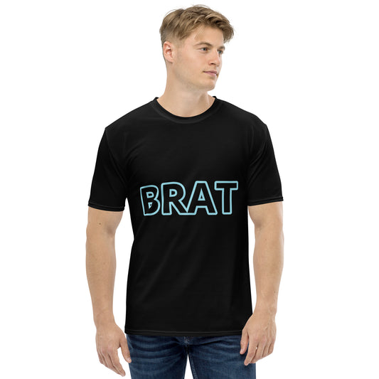 BRAT Men's BLACK  T-SHIRT WITH BLUE PRINT