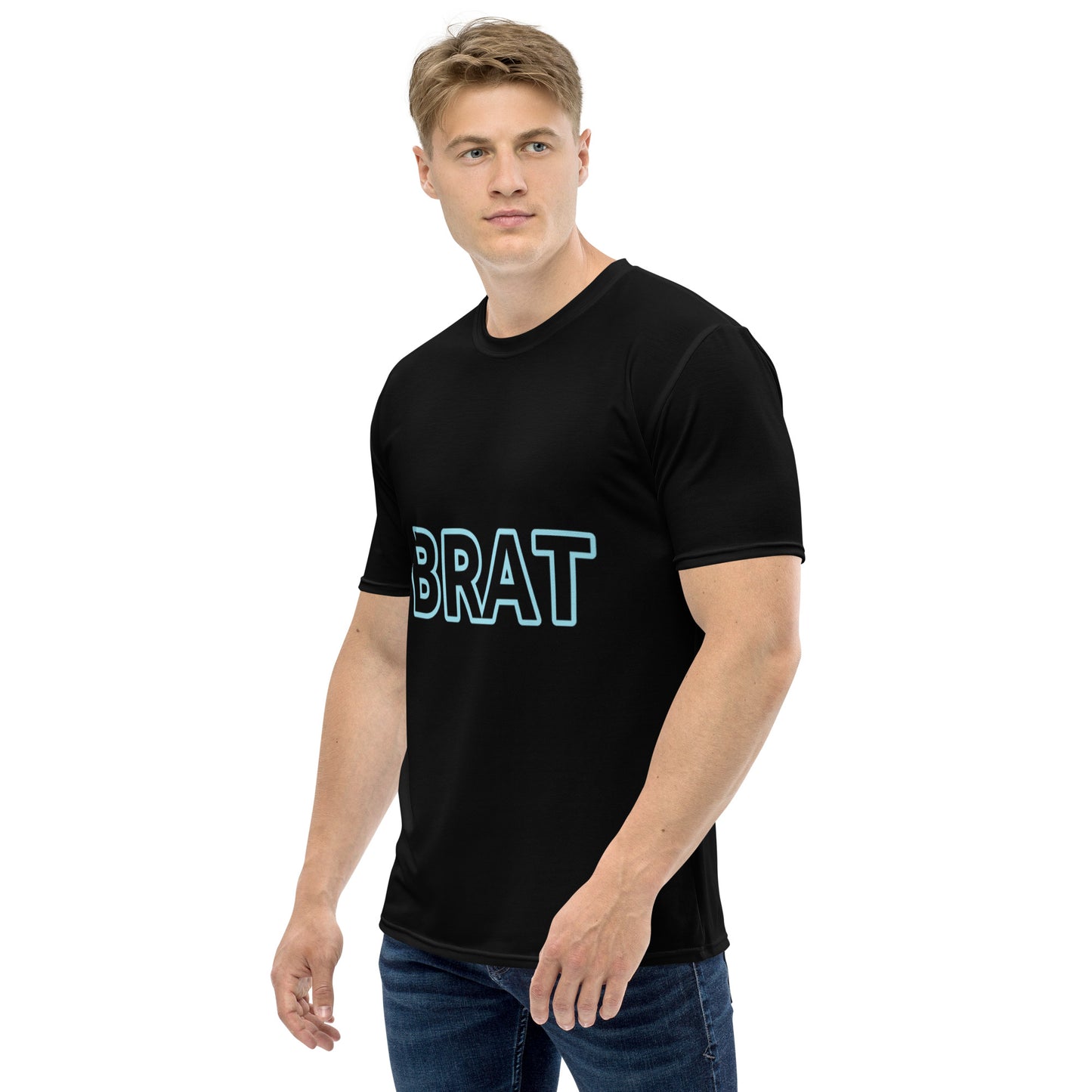 BRAT Men's BLACK  T-SHIRT WITH BLUE PRINT