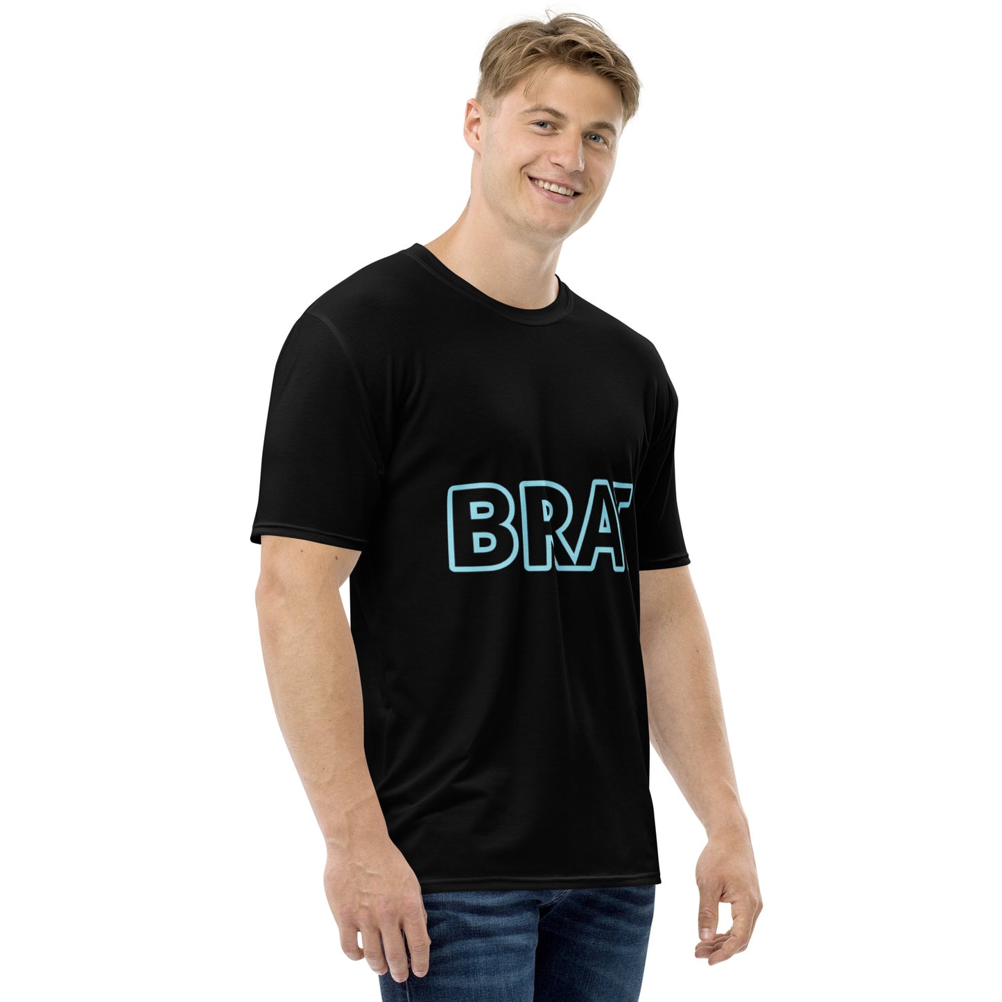 BRAT Men's BLACK  T-SHIRT WITH BLUE PRINT