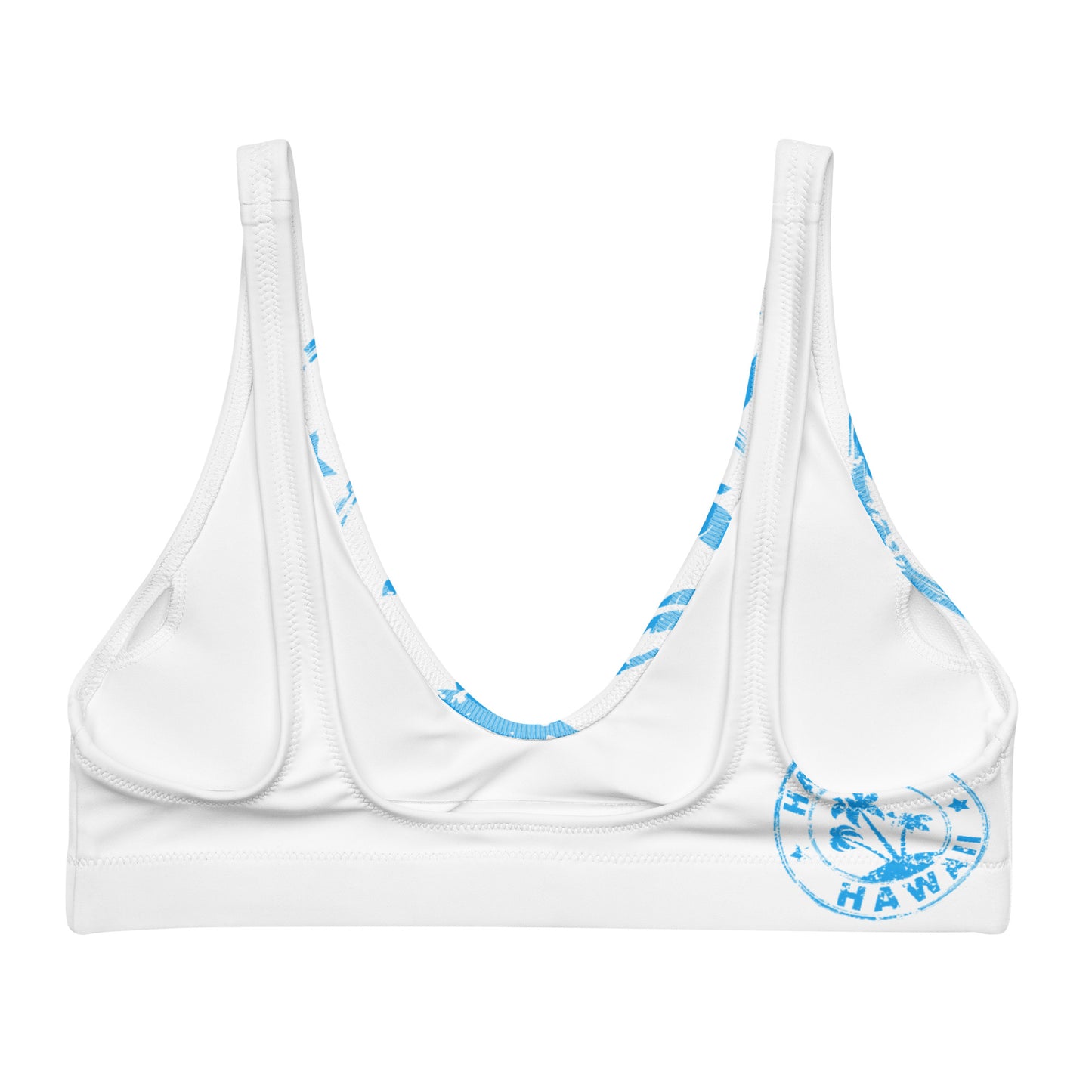 HAWAII BLUE STAMP CUT OUT WITH WHITE BACKGROUND Recycled padded bikini top