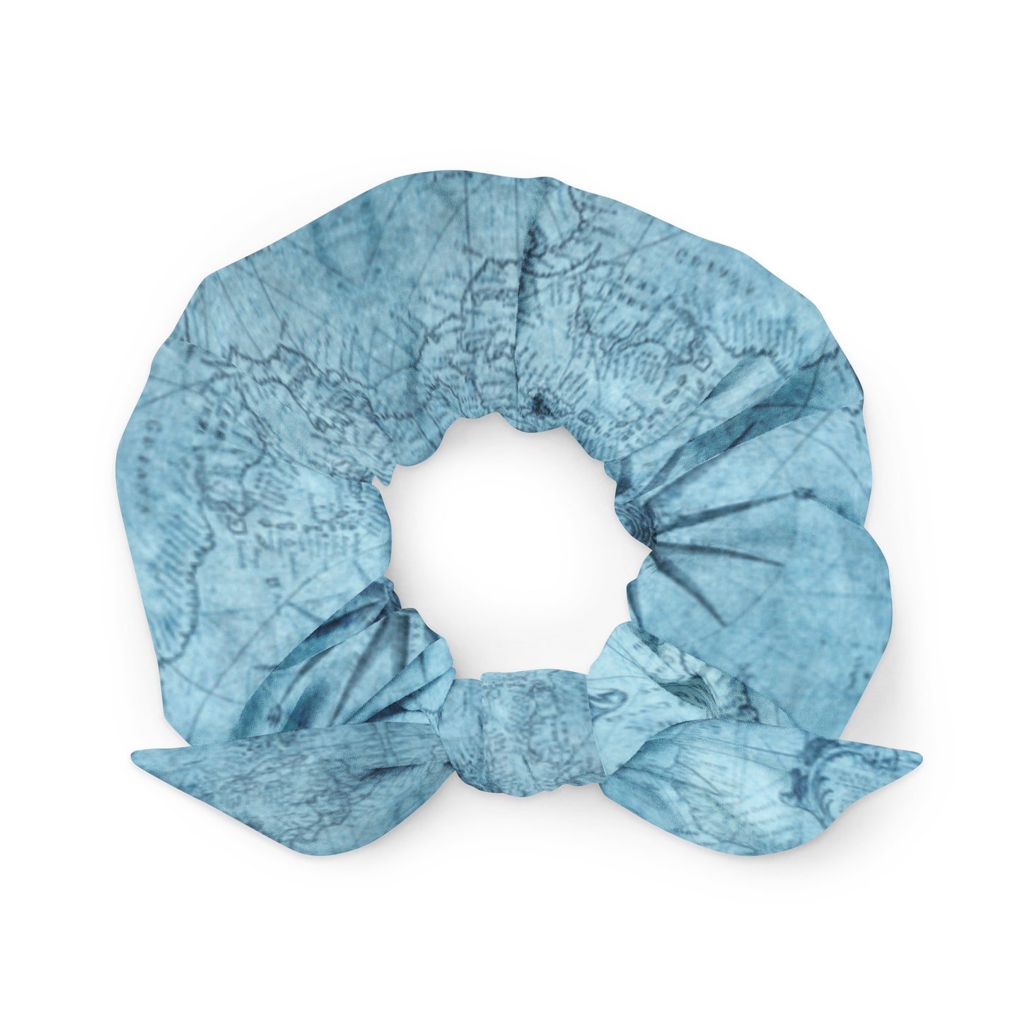 SPA DAY- BLUE TRAVEL COMPASS MAP Scrunchie