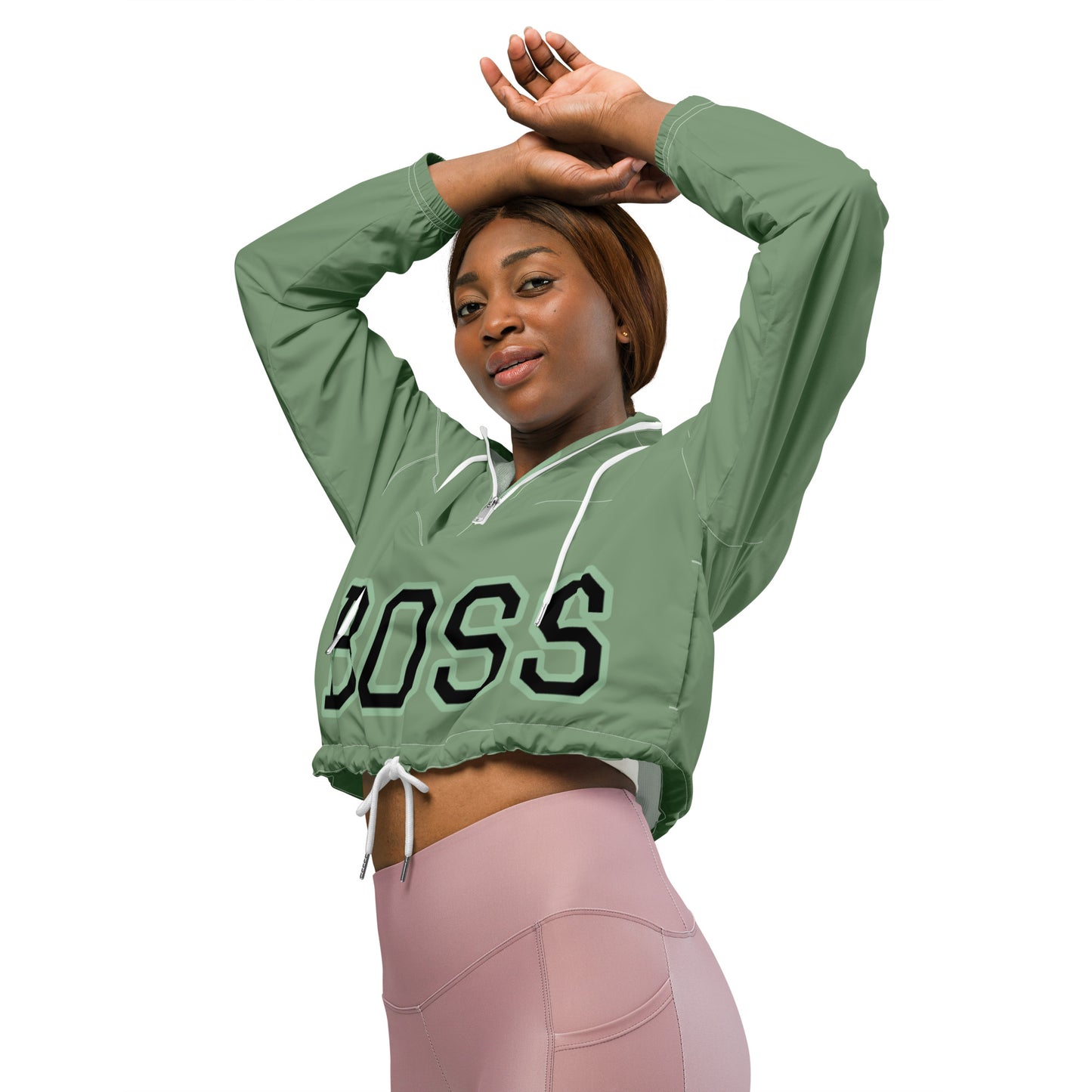 BOSS ---MILITARY GREEN -Women’s cropped windbreaker