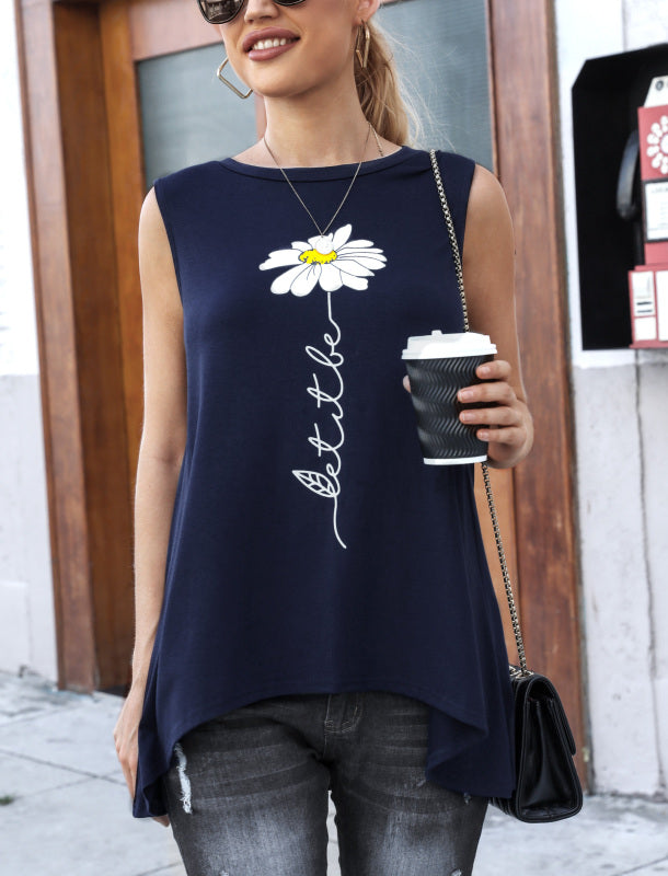 Fashion All-Match Casual Ladies Sleeveless Printed T-Shirt