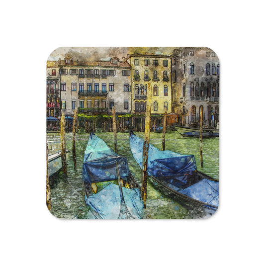 VENICE 2 BOATS ----Cork-back coaster