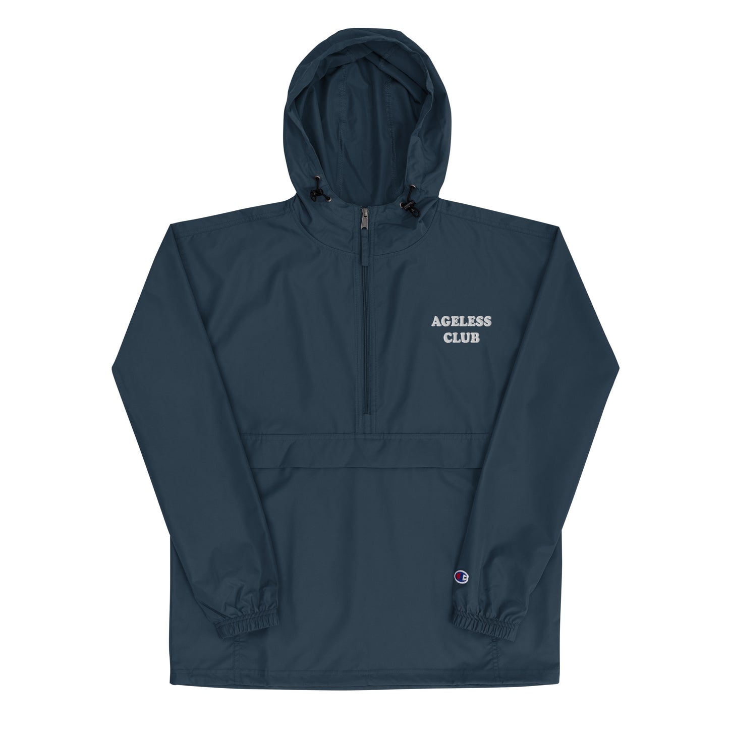 AGELESS CLUB- IN DARK BLUE Embroidered Champion Packable Jacket