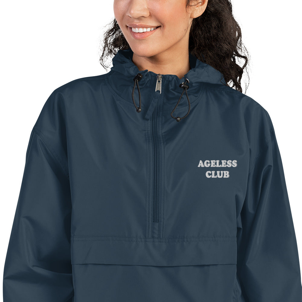 AGELESS CLUB- IN DARK BLUE Embroidered Champion Packable Jacket