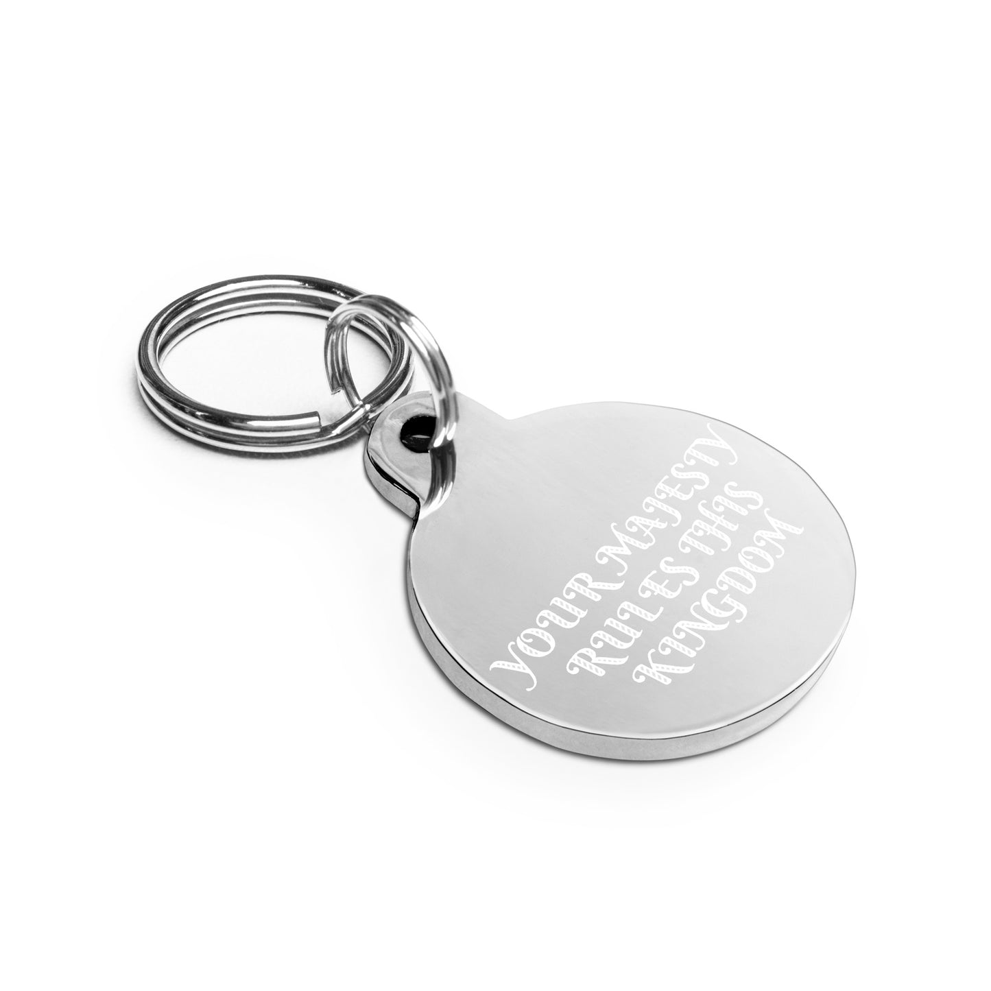 SPOILED CAT BOUTIQUE - YOUR MAJESTY RULES THIS KINGDOM Engraved pet ID tag
