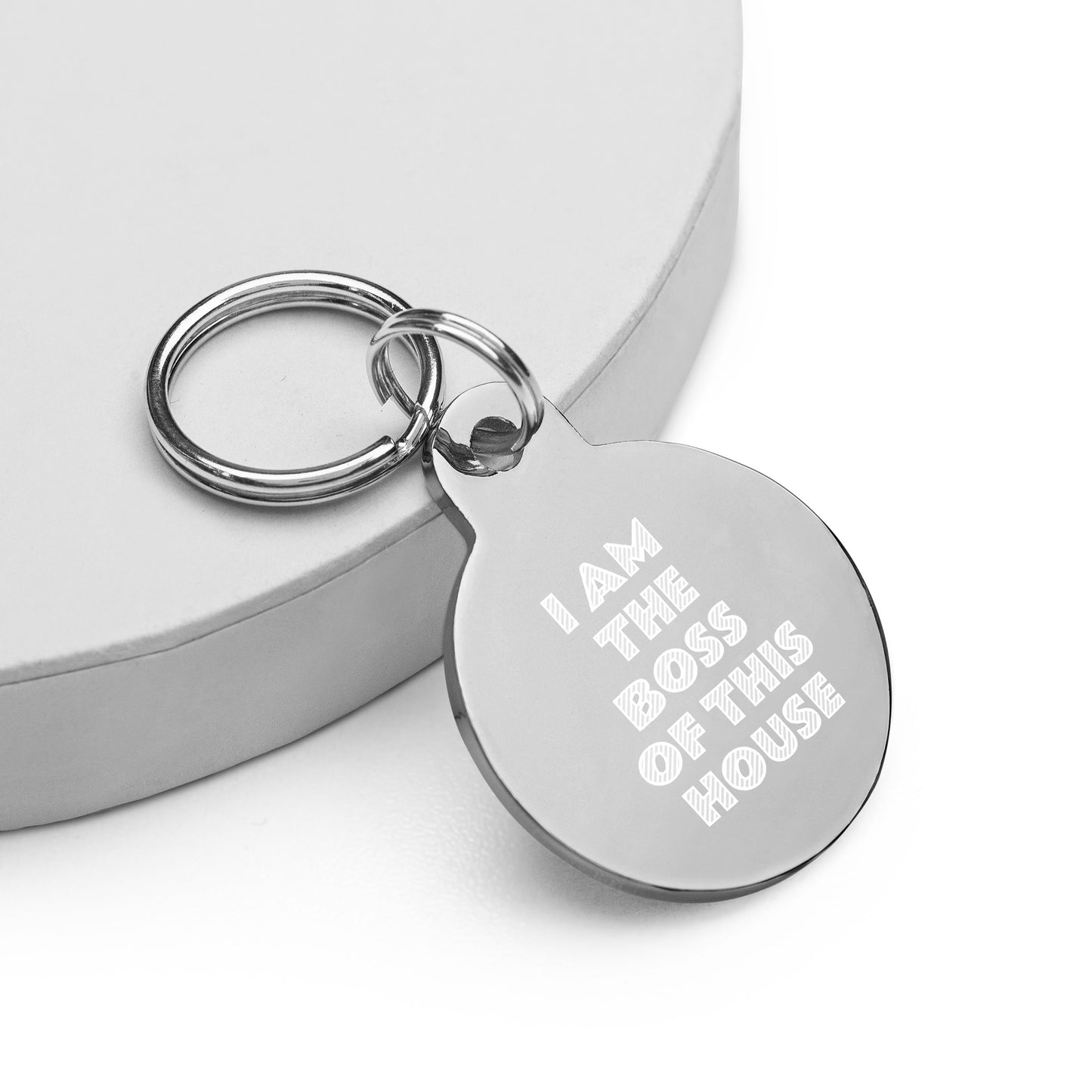 SPOILED DOG BOUTIQUE-I AM THE BOSS OF THIS HOUSE Engraved pet ID tag