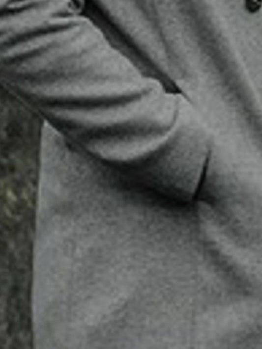 Men's Fashion Trench Coat Stand Collar Casual Woolen Coat Mid Length Coat