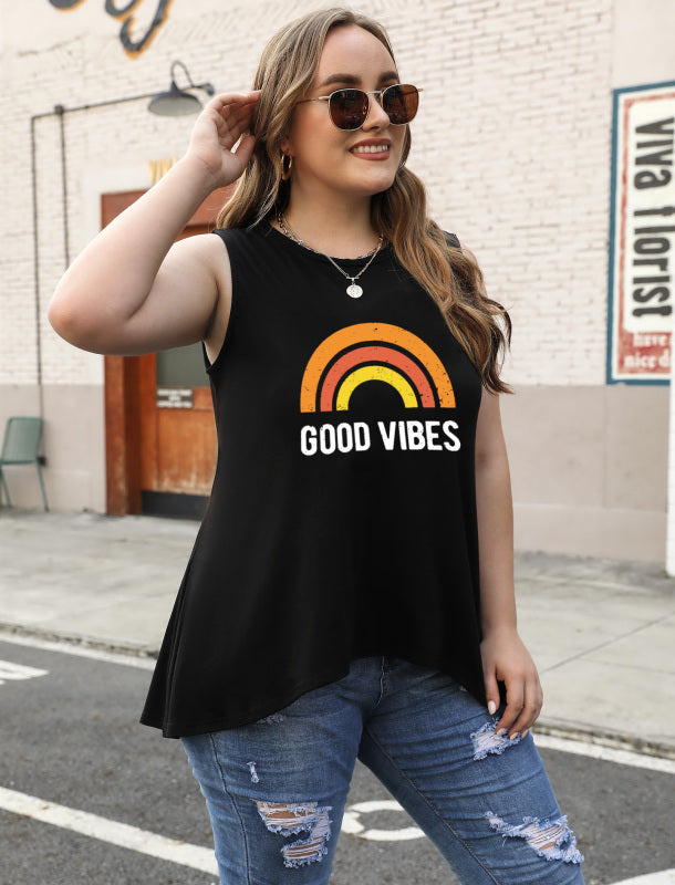 Fashion All-Match Casual Ladies Sleeveless Printed T-Shirt