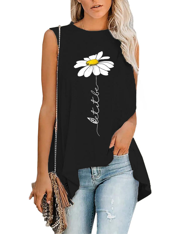 Fashion All-Match Casual Ladies Sleeveless Printed T-Shirt