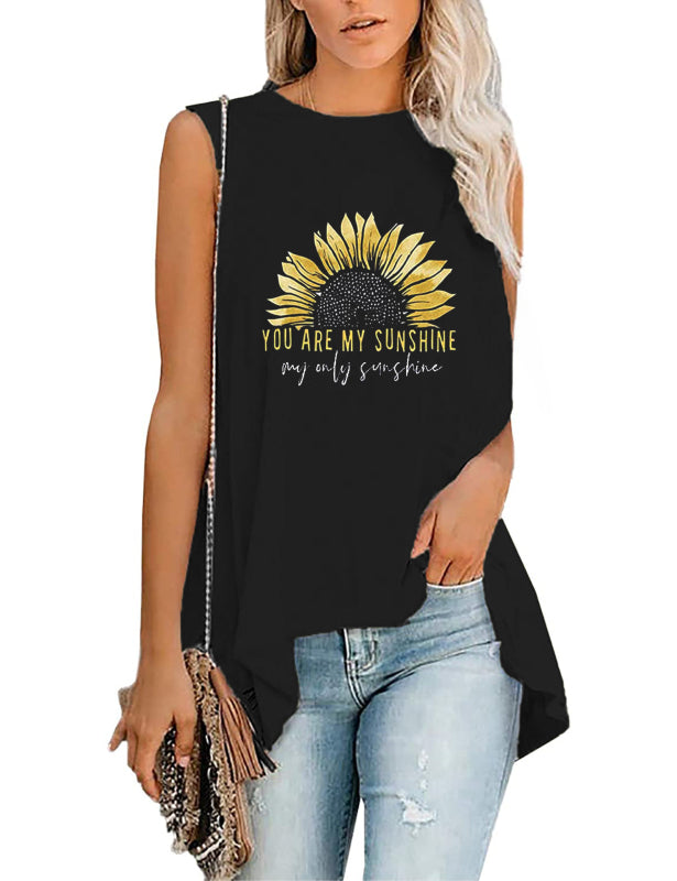 Fashion All-Match Casual Ladies Sleeveless Printed T-Shirt