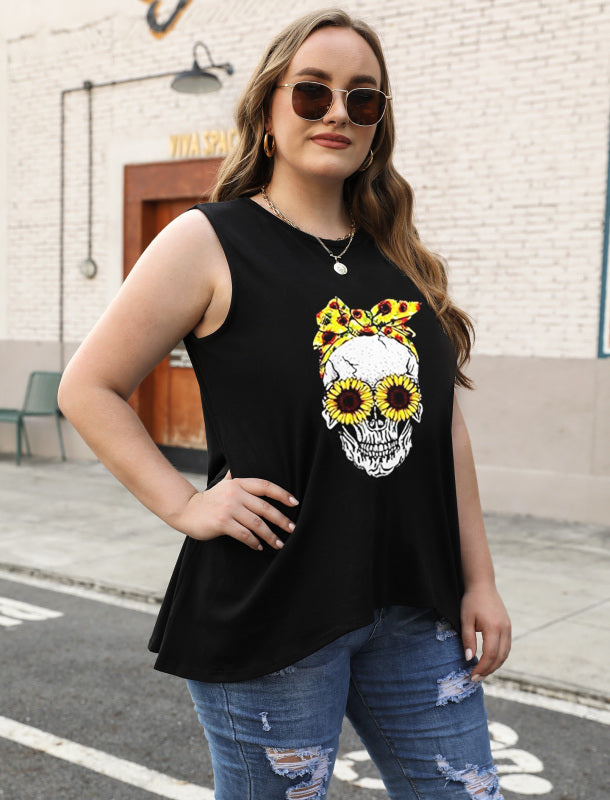 Fashion All-Match Casual Ladies Sleeveless Printed T-Shirt