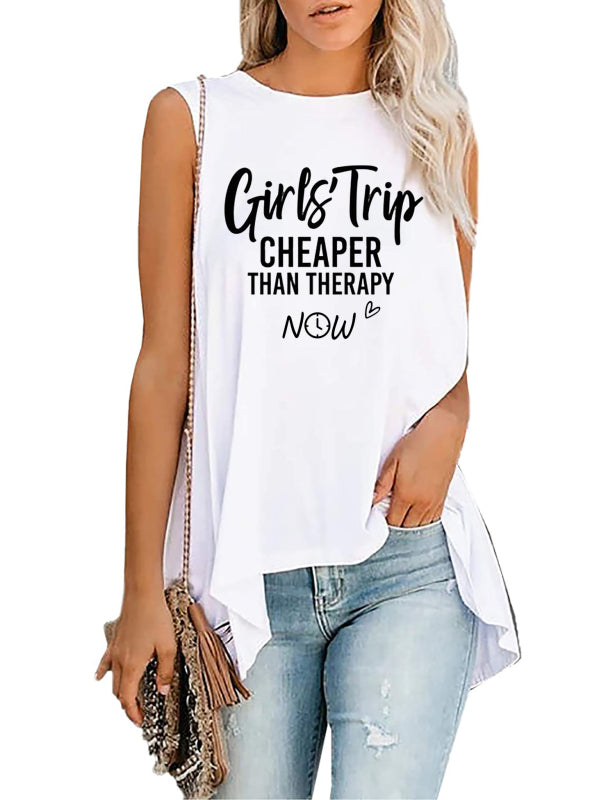 Fashion All-Match Casual Ladies Sleeveless Printed T-Shirt