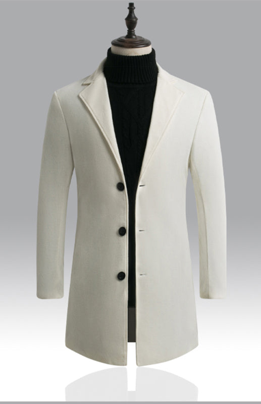 Men's Coat Woolen Coat Mid-length Slim Trench Coat