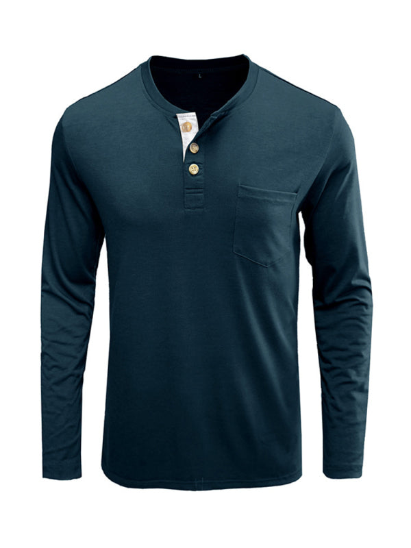 Men's long-sleeved t-shirt foreign trade t-shirt solid color bottoming shirt