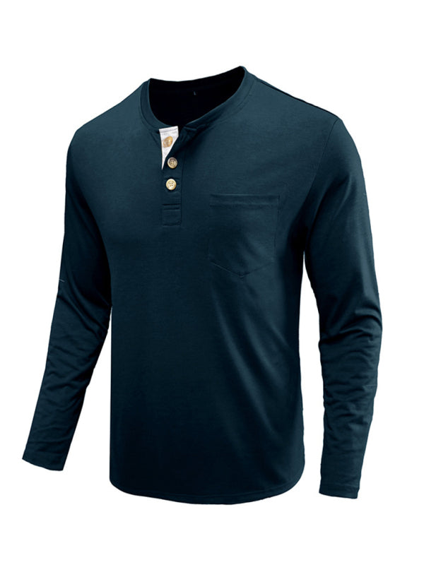 Men's long-sleeved t-shirt foreign trade t-shirt solid color bottoming shirt