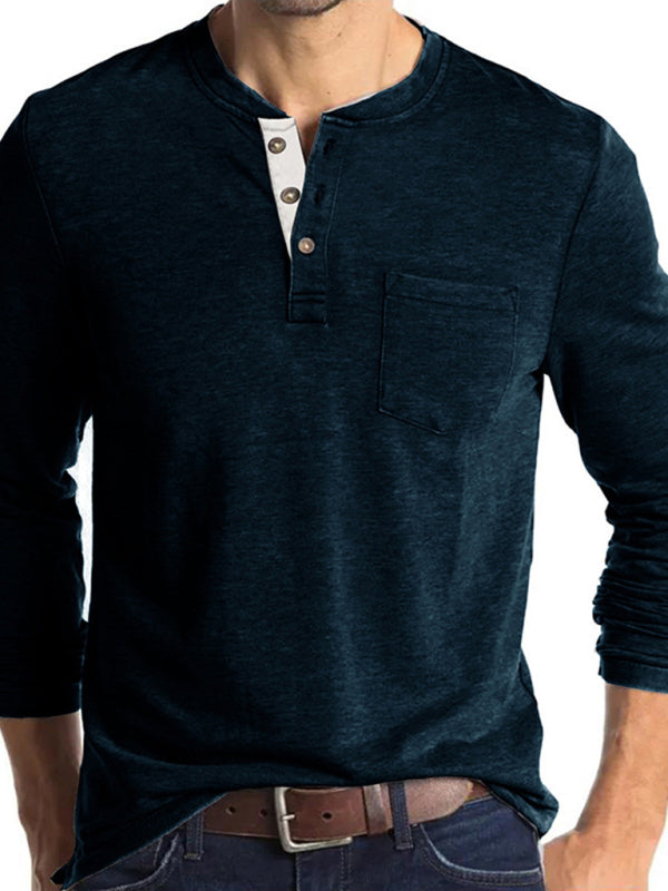 Men's long-sleeved t-shirt foreign trade t-shirt solid color bottoming shirt
