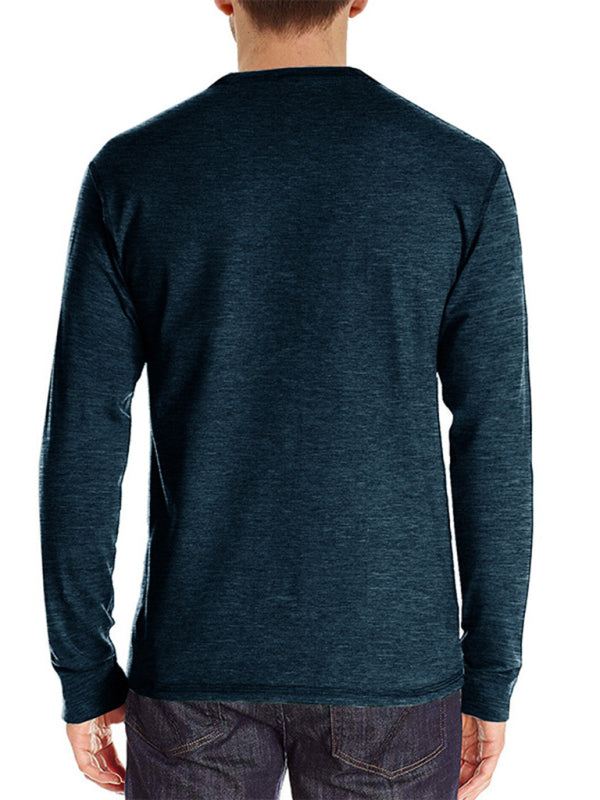 Men's long-sleeved t-shirt foreign trade t-shirt solid color bottoming shirt