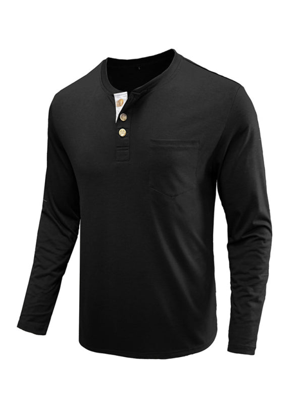 Men's long-sleeved t-shirt foreign trade t-shirt solid color bottoming shirt