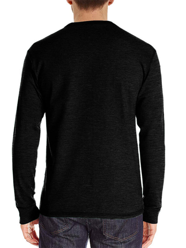 Men's long-sleeved t-shirt foreign trade t-shirt solid color bottoming shirt